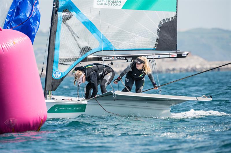 Tess Lloyd and Jaime Ryan just missed the top ten - 2019 49er, 49erFX and Nacra 17 European Championships photo copyright Drew Malcolm taken at Weymouth & Portland Sailing Academy and featuring the 49er FX class