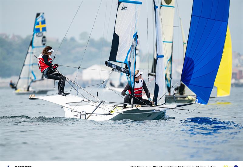 Alex Maloney and Molly Meech - NZL - Day 5 - European 49erFX Championships - Weymouth - May 2019 photo copyright Drew Malcolm taken at  and featuring the 49er FX class