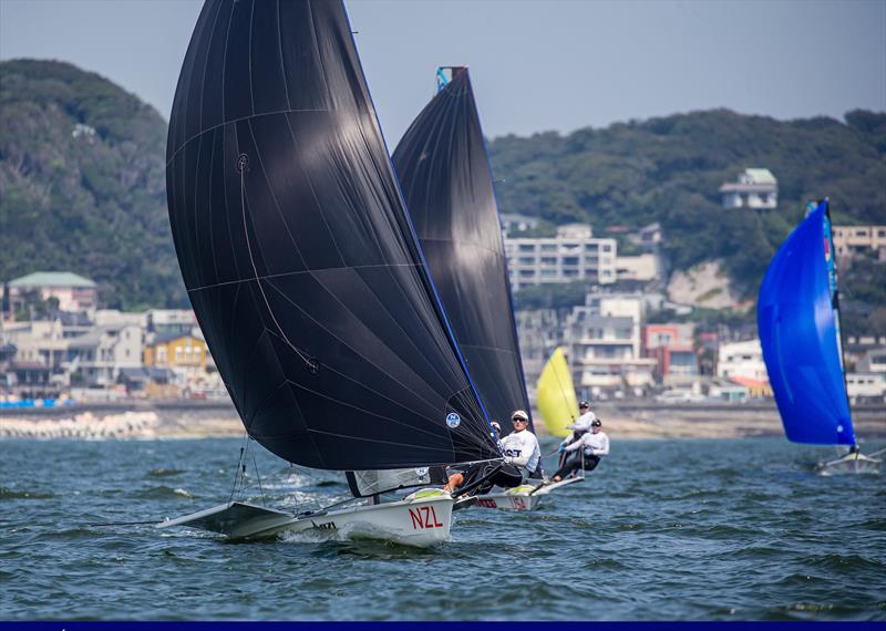 Molly Meech and Alex Maloney (NZL) - 49erFX - Day 2 - Olympic Test Event - Enoshima - August 18, 2019 photo copyright Jesus Renedo / Sailing Energy / World Sailing taken at  and featuring the 49er FX class
