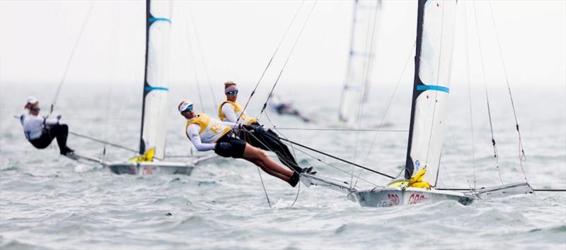 Charlotte Dobson and Saskia Tidey - Ready Steady Tokyo, day 3 - photo © Pedro Martinez / Sailing Energy / World Sailing