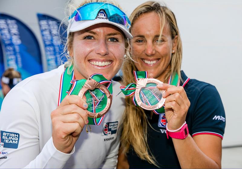 Bronze for Charlotte Dobson & Saskia Tidey at Ready Steady Tokyo photo copyright Sailing Energy / World Sailing taken at  and featuring the 49er FX class