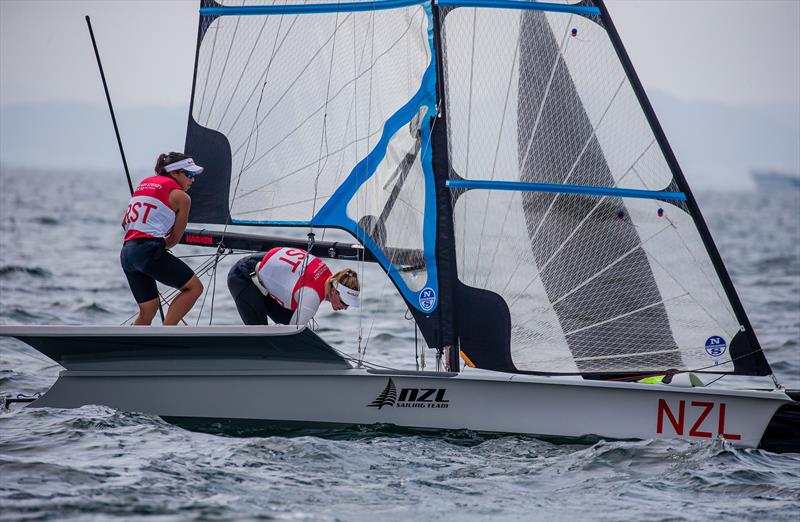 Alex Maloney and Molly Meech (NZL) - 49erFX - Olympic Sailing Test Event - Enoshima - August 21, 2019 photo copyright Jesus Renedo / Sailing Energy / World Sailing taken at  and featuring the 49er FX class