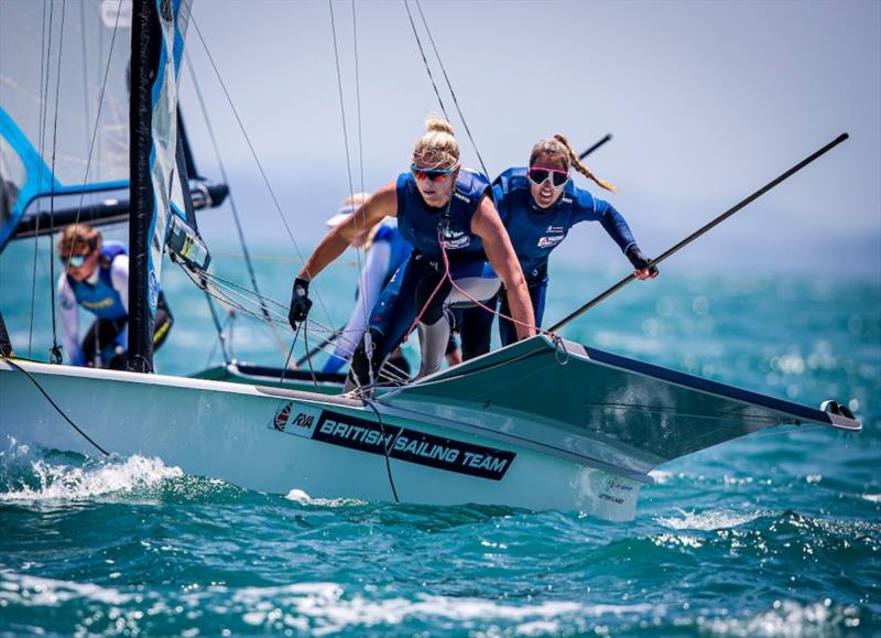 Charlotte Dobson and Saskia Tidey - 49er, 49erFX and Nacra 17 World Championships day 2 photo copyright Jesus Renedo / Sailing Energy taken at  and featuring the 49er FX class