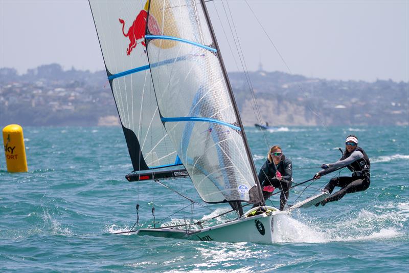 Alex Maloney and Molly Meech (NZL) - 49er FX - Hyundai Worlds - Day 2 , December 4, 2019, Auckland NZ photo copyright Richard Gladwell / Sail-World.com taken at Royal Akarana Yacht Club and featuring the 49er FX class