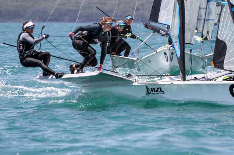 Alex Maloney and Molly Meech (NZL) - 49er FX - Hyundai Worlds - Day 2 , December 4, 2019, Auckland NZ photo copyright Richard Gladwell / Sail-World.com taken at Royal Akarana Yacht Club and featuring the 49er FX class