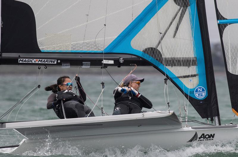 Crystal Sun and Olivia Hobbs (NZL)  - 49erFX - Day 3 - 2020 World Championships - Royal Geelong Yacht Club - February 2020 photo copyright Bill Phillips taken at Royal Geelong Yacht Club and featuring the 49er FX class