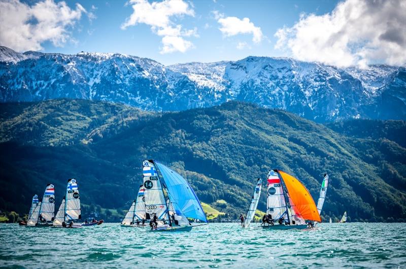 2020 Forward WIP 49er, 49erFX and Nacra 17 European Championship photo copyright Tobias Stoerkle taken at Union-Yacht-Club Attersee and featuring the 49er FX class