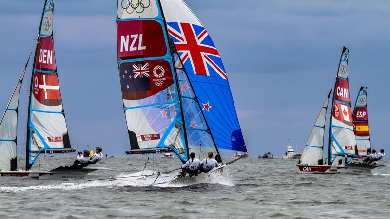 Tokyo2020 - Day 3 - July, 27, - Enoshima, Japan. 49erFX - Alex Maloney, Molly Meech (NZL) - Race 2 photo copyright Richard Gladwell - Sail-World.com / nz taken at Takapuna Boating Club and featuring the 49er FX class