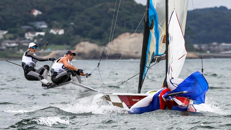 Tokyo2020 - Day 3 - July, 27, - Enoshima, Japan.49er FX - GBR - Race 1 photo copyright Richard Gladwell - Sail-World.com / nz taken at Takapuna Boating Club and featuring the 49er FX class