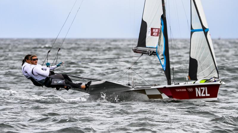 Tokyo2020 - Day 3 - July, 27, - Enoshima, Japan. 49erFX - NZL - Alex Maloney, Molly Meech photo copyright Richard Gladwell - Sail-World.com / nz taken at Takapuna Boating Club and featuring the 49er FX class