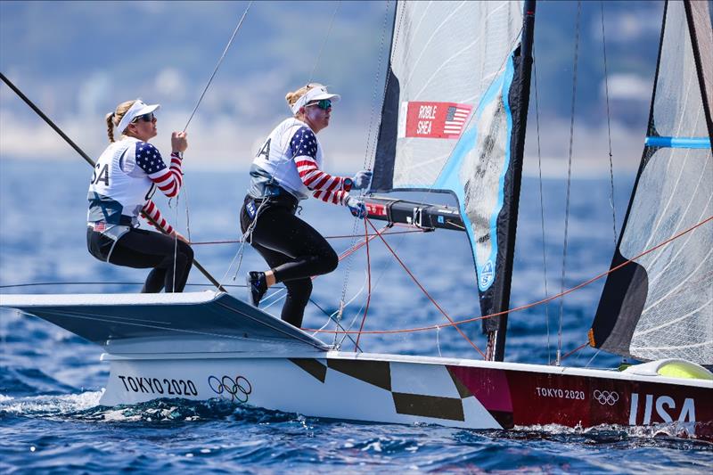 Stephanie Roble and Maggie Shea (USA) on day 7 of the Tokyo 2020 Olympic Sailing Competition - photo © Sailing Energy / World Sailing