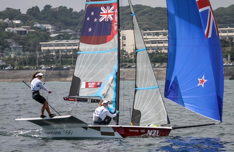 2016 Olympic Silver medalsits Alex Maloney and Molly Meech finished outside the Medal Race for the Womens 49erFX skiff - Tokyo2020 - Day 7- July, 31, - Enoshima, Japan photo copyright Richard Gladwell / Sail-World.com / nz taken at  and featuring the 49er FX class