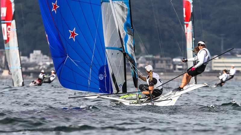 Alex Maloney and Molly Meech (NZL) - 49erFX - Tokyo2020 - Day 6- July, 30, - Enoshima, Japan photo copyright Richard Gladwell - Sail-World.com/nz taken at  and featuring the 49er FX class