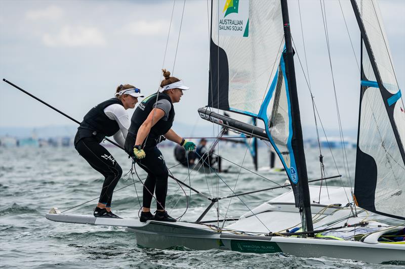 49erFX on Sail Melbourne 2022, day 5 photo copyright Beau Outteridge taken at Royal Brighton Yacht Club and featuring the 49er FX class