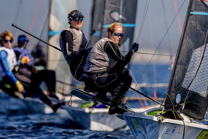 49erFX - Day 2 - 53rd Semaine Olympique Francais, Hyeres - April 2022 photo copyright Sailing Energy / FFVOILE taken at  and featuring the 49er FX class