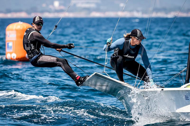 Jo Aleh & Molly Meech (NZL) - 49er FX - NZL Sailing Team - Semaine Olympique Française de Hyères - April 2022 - photo © Sailing Energy/FFVOILE