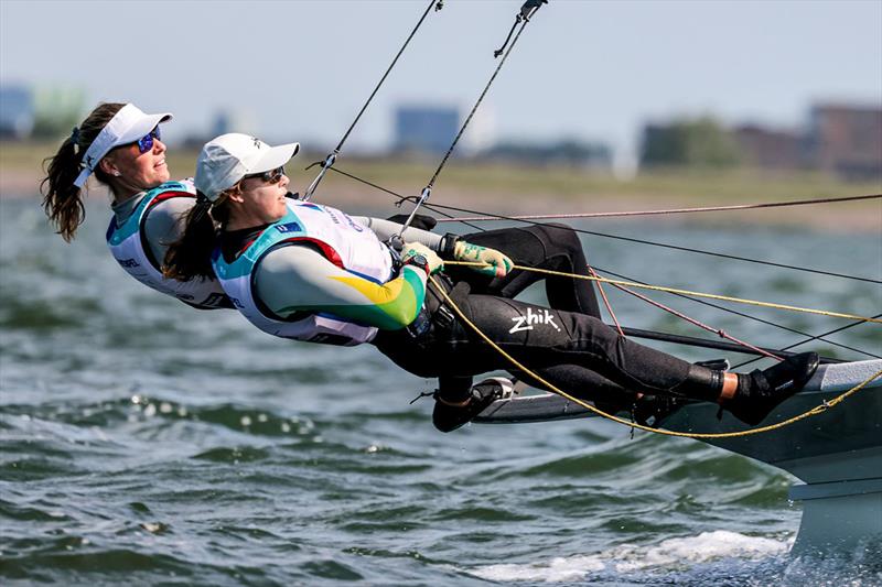 Laura Harding and Annie Wilmot  - Hempel World Cup Series Allianz Regatta photo copyright Sailing Energy taken at  and featuring the 49er FX class