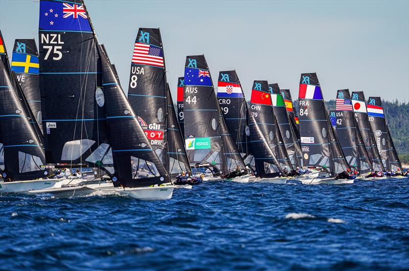 49er FX start - World Championship August 31st - September 5th, 2022, Halifax, Nova Scotia, Canada photo copyright Sailing Energy taken at Royal Nova Scotia Yacht Squadron and featuring the 49er FX class