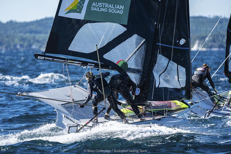 Tess Lloyd & Dervla Duggan (49erFX) competing at 49er, 49erFX & Nacra 17 World Championships in Hubbards, NS, Canada - photo © Beau Outteridge