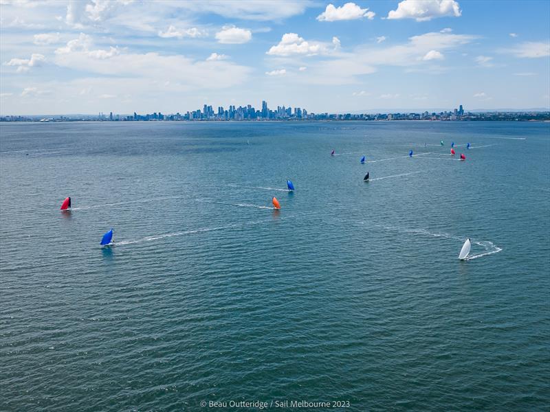 Racing on day 4 of Sail Melbourne 2023 photo copyright Beau Outteridge taken at Royal Brighton Yacht Club and featuring the 49er FX class