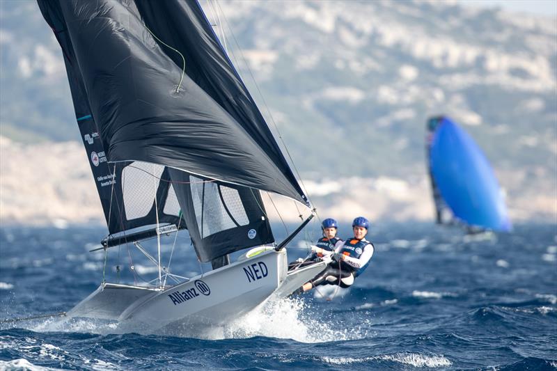 Paris 2024 Olympic Test Event Day 3 photo copyright World Sailing taken at  and featuring the 49er FX class