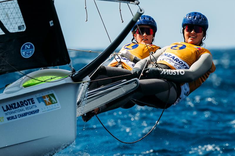 NED 2 - Odile van Aanhol/Annette Duetz - 49er and 49erFX World Championships 2024 photo copyright Sailing Energy / Lanzarote Sailing Center taken at Lanzarote Sailing Center and featuring the 49er FX class
