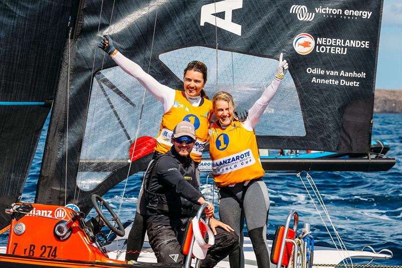 NED 2 - Odile van Aanholt and Annette Duetz win the 49er FX class at the 49er and 49erFX World Championships 2024 photo copyright Sailing Energy / Lanzarote Sailing Center taken at Lanzarote Sailing Center and featuring the 49er FX class