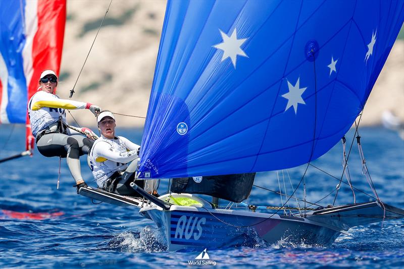 Olivia Price/Evelyn Haseldine (AUS) - 49er FX -  - Marseille - Paris2024 Olympic Regatta - July 27, 2024 photo copyright World Sailing / Lloyd Images taken at Yacht Club de France and featuring the 49er FX class
