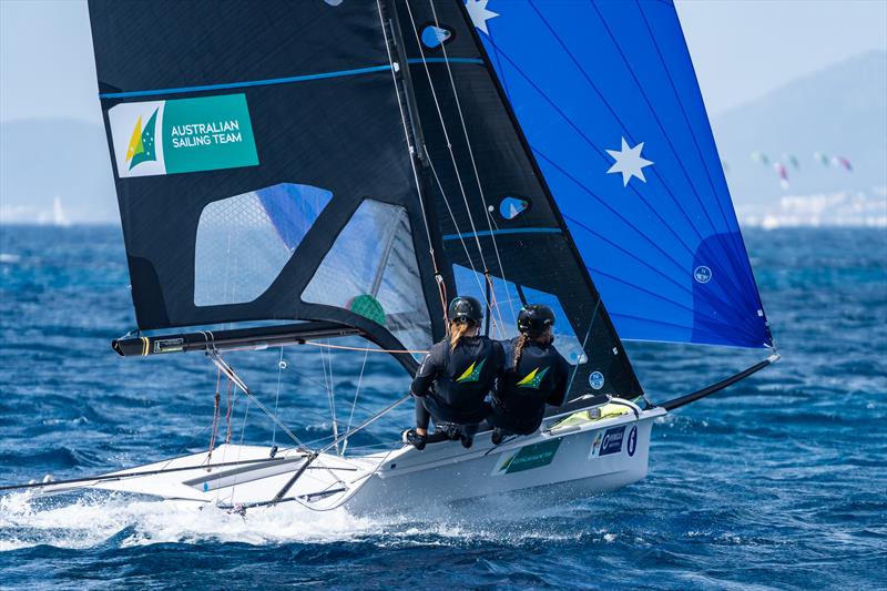 Laura Harding & Annie Wilmot (49erFX). Australian Sailing Team competing in Palma photo copyright Beau Outteridge taken at Real Club Náutico de Palma and featuring the 49er FX class
