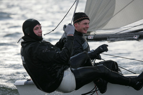 Andy Smithy & Tim Needham win the 37th Bloody Mary photo copyright David Gates / www.fotoboat.com taken at Queen Mary Sailing Club and featuring the 505 class