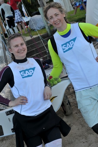 Nicky Birkner and Angela Stenger after their win on day two of the SAP 2011 505 pre-worlds photo copyright Christophe Favreau taken at  and featuring the 505 class