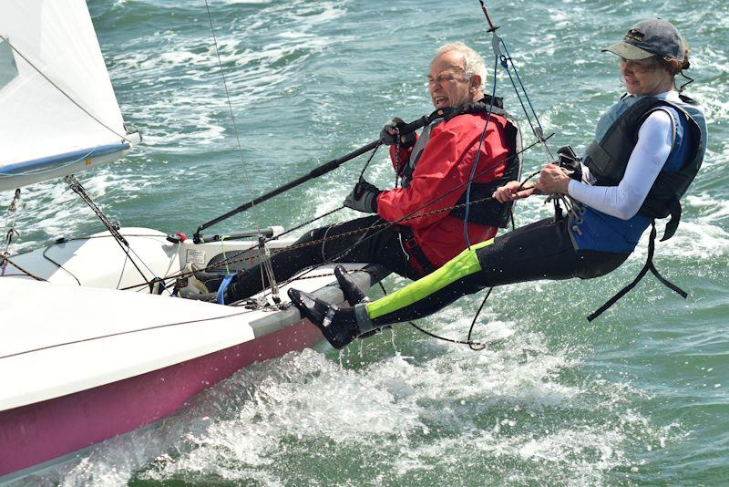 This is a 5o5 that was purchased secondhand at a cost on a par with a lot of secondhand Lasers - and the ex-World Champion helm is having all the fun with the boat just as it is - photo © Dougal Henshall