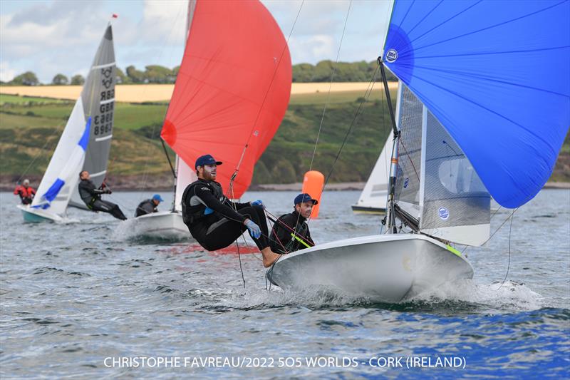 Peter Nicholas and Luke Payne on day 1 of the 505 Pre-Worlds at Crosshaven Day 1 photo copyright Christophe Favreau / www.christophefavreau.com taken at Royal Cork Yacht Club and featuring the 505 class