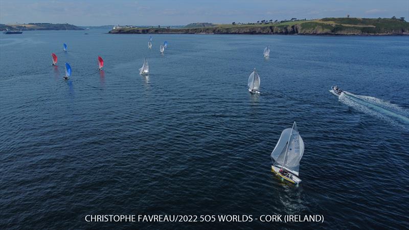 505 Worlds at Crosshaven Day 1 photo copyright Christophe Favreau / www.christophefavreau.com taken at Royal Cork Yacht Club and featuring the 505 class