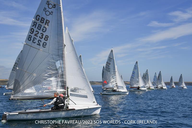 505 Worlds at Crosshaven Day 1 photo copyright Christophe Favreau / www.christophefavreau.com taken at Royal Cork Yacht Club and featuring the 505 class