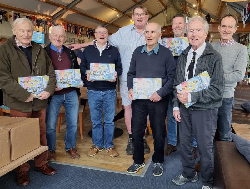 Top of the world! Just a few of the UK's World Champions and their years (l-r) Larry Marks 1969, 1970, Peter White 1973, Ian Pinnell 2008, Bill Masterman 1995, Keith Paul 1962, Tim Hancock 1993, Derek Farrant 1965, 1971, Jeremy Robinson 1995 photo copyright Leonie Austin taken at Hayling Island Sailing Club and featuring the 505 class