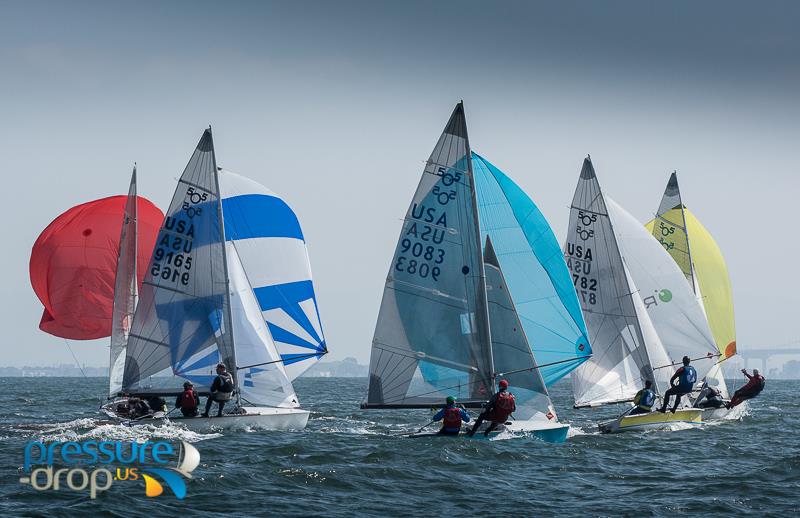 5O5 Pre-Worlds and North American Championship in San Francisco Bay photo copyright Eric Simonson / www.h2oshots.com taken at St. Francis Yacht Club and featuring the 505 class