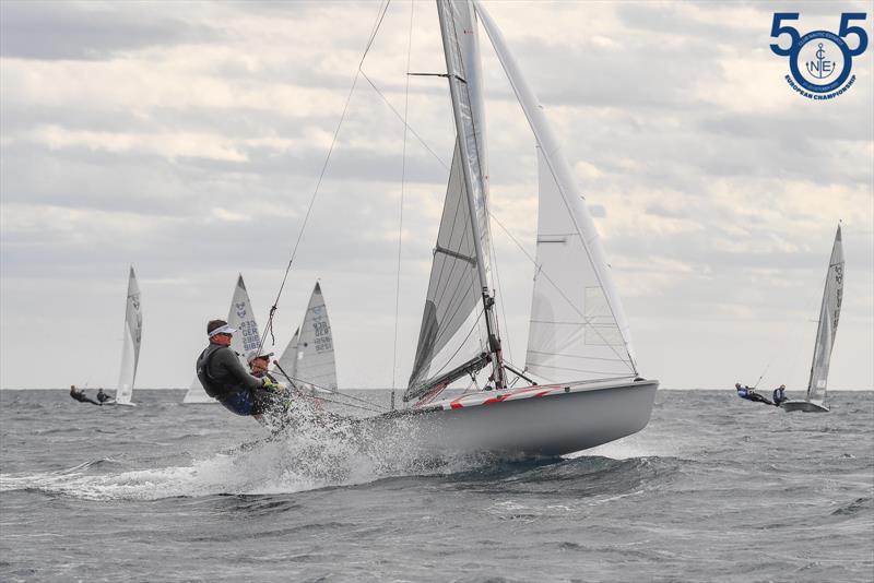 Day 2, Roger Gilbert and Ian Mitchell - 505 European Championship in Spain photo copyright Christophe Favreau / www.christophefavreau.com taken at Club Nàutic Estartit and featuring the 505 class