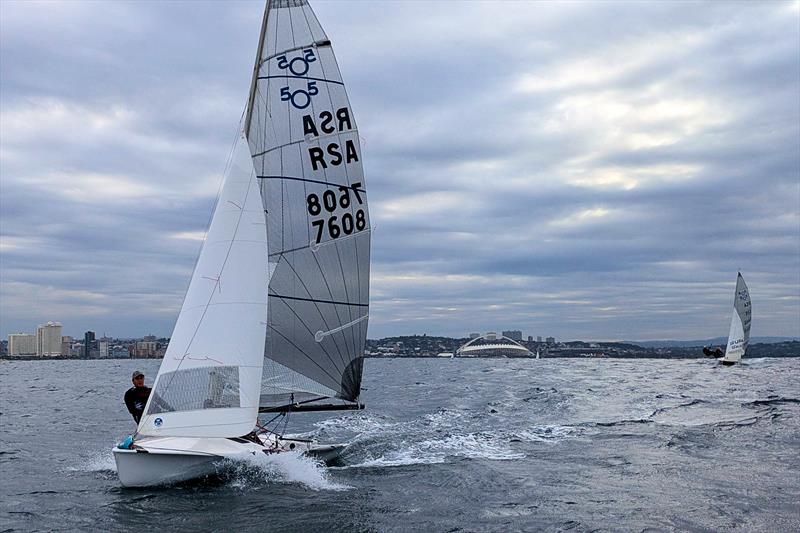 Leading the pack, Luke Wagner and Rudy McNeill head around the wing mark in race 1 - 505 KZN Provincials at Point YC, Durban photo copyright Sophie Thompson taken at  and featuring the 505 class
