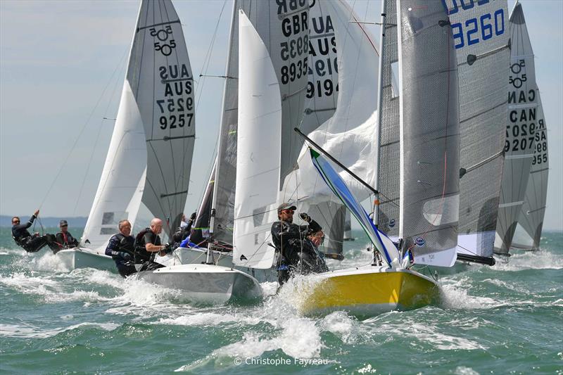 2026 505 Worlds at Hayling Island Day 1 photo copyright Christophe Favreau / www.christophefavreau.com taken at Hayling Island Sailing Club and featuring the 505 class