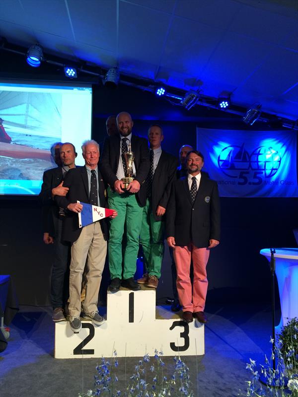 5.5 World Championship podium photo copyright Peter Vlasov taken at Nynäshamn Yacht Club and featuring the 5.5m class