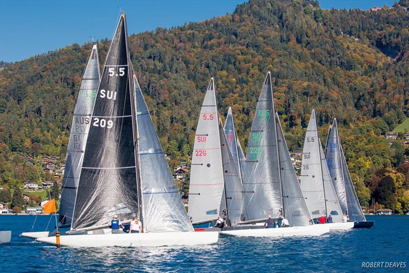 The start of Race 2 on day 2 of the 5.5 Metre Herbstpreis photo copyright Robert Deaves taken at  and featuring the 5.5m class