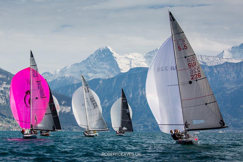 Epic backdrop to racing at Thun on 5.5 Metre Herbstpreis day 1 - photo © Robert Deaves / www.robertdeaves.uk