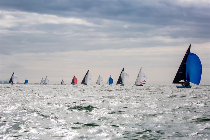 New Moon leads - 2018 5.5 Metre World Championship photo copyright Robert Deaves taken at Royal Yacht Squadron and featuring the 5.5m class