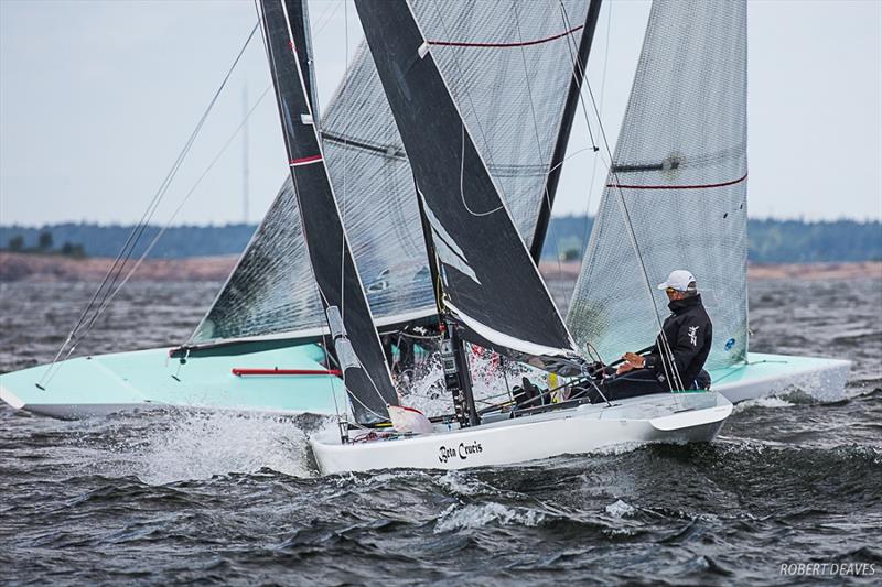 Martin Cross at the helm of Beta Crucis at the 5.5 Metre World Championship photo copyright Robert Deaves taken at Royal Prince Alfred Yacht Club and featuring the 5.5m class