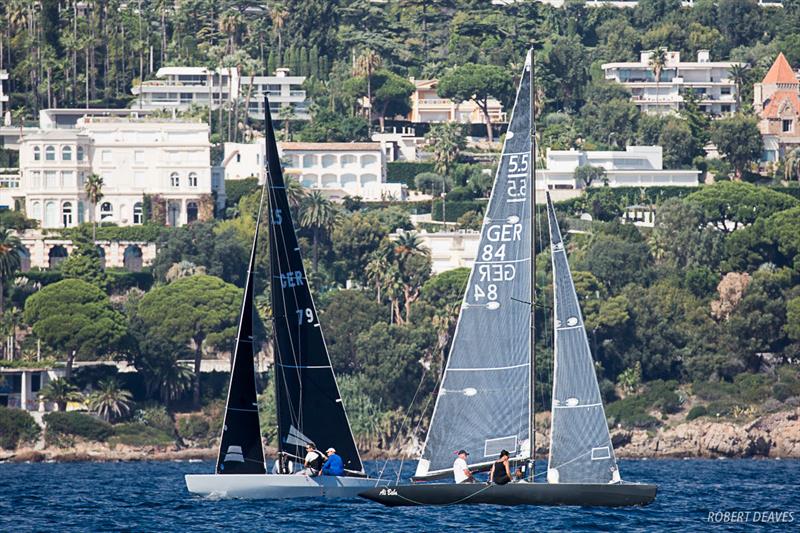Ali Baba leads Prettynama - 41 Régates Royales 5.5 mJI photo copyright Robert Deaves taken at Yacht Club de Cannes and featuring the 5.5m class