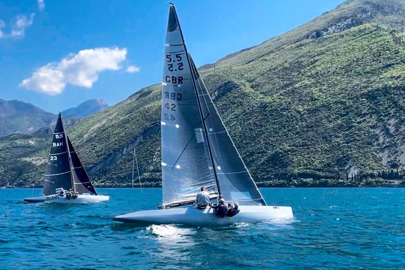 Girls on Film set the pace on the opening day of the Alpen Cup 2022 photo copyright Robert Deaves taken at Circolo Vela Torbole and featuring the 5.5m class