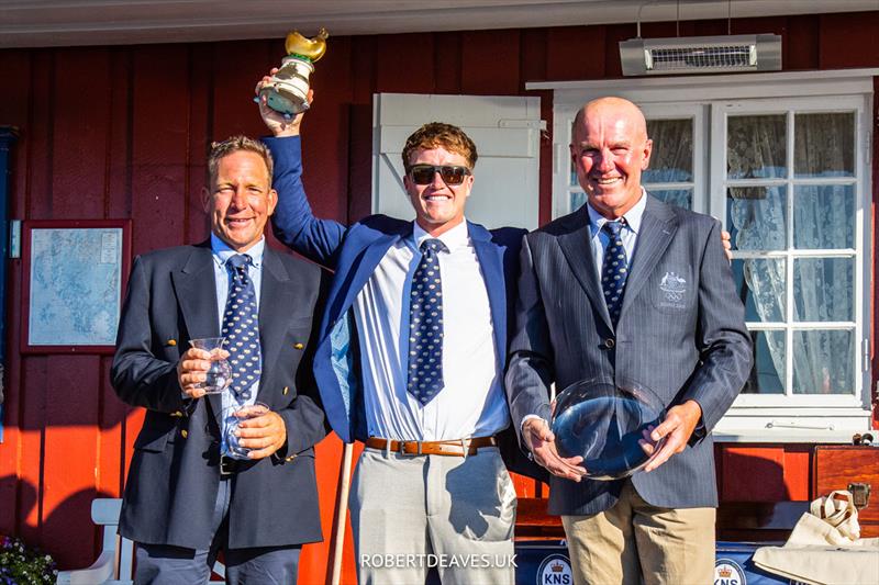 Crew of Jean Genie with the Scandinavian Gold Cup photo copyright Robert Deaves / www.robertdeaves.uk taken at Hankø Yacht Club and featuring the 5.5m class