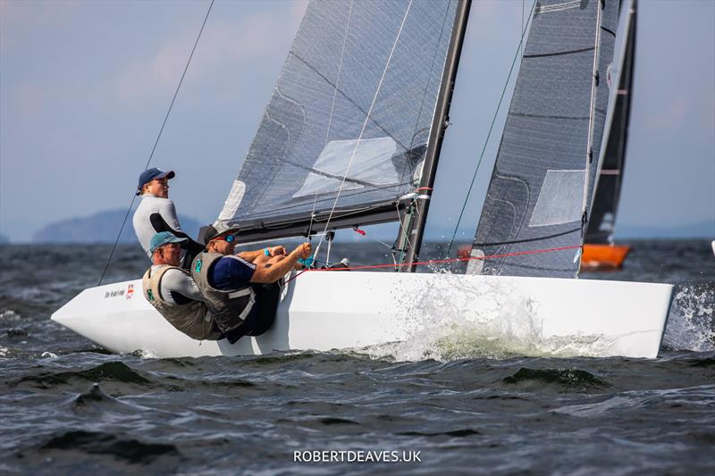 Jean Genie (GBR 42, Elliot Hanson, Andrew Palfrey, Sam Haines) during the 5.5 World Championship 2022 photo copyright Robert Deaves taken at Hankø Yacht Club and featuring the 5.5m class