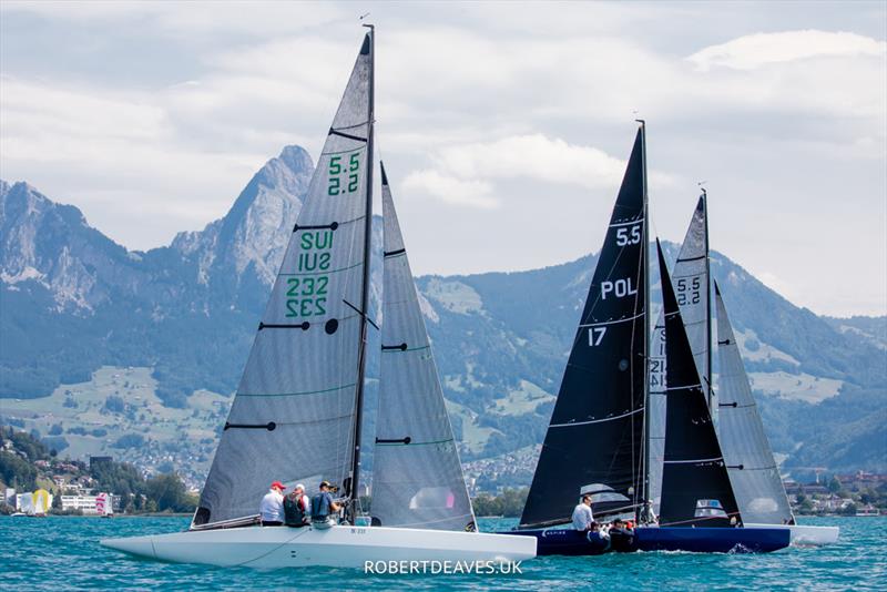 Race 6 at the 2022 5.5 Metre Swiss Open photo copyright Robert Deaves / www.robertdeaves.uk taken at Regattaverein Brunnen and featuring the 5.5m class